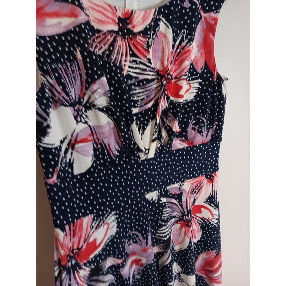 London Times Floral Fit And Flare Dress Sz 14 Blue - Picture 3 of 5